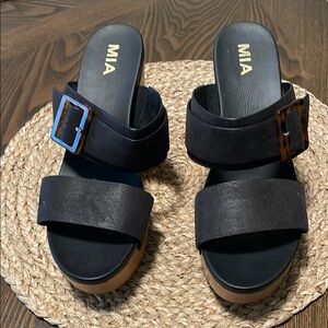 MIA Black Platform Sandals with Buckle New Condition